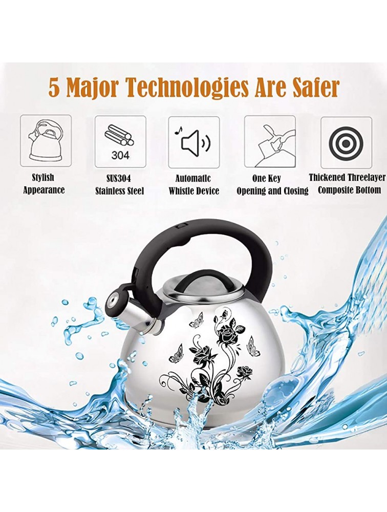 3L Tea Kettle Stovetop Whistling Teakettle Tea Pot,Food Grade Stainless Steel Color Changing Tea Kettles with Heat Proof Handle Loud Whistle and Anti-Rust Suitable for All Heat Source - B521YZXS1