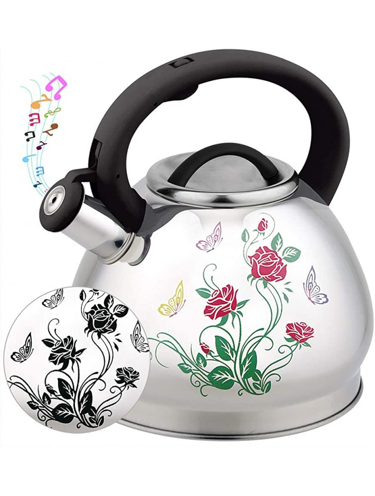 3L Tea Kettle Stovetop Whistling Teakettle Tea Pot,Food Grade Stainless Steel Color Changing Tea Kettles with Heat Proof Handle Loud Whistle and Anti-Rust Suitable for All Heat Source - B521YZXS1