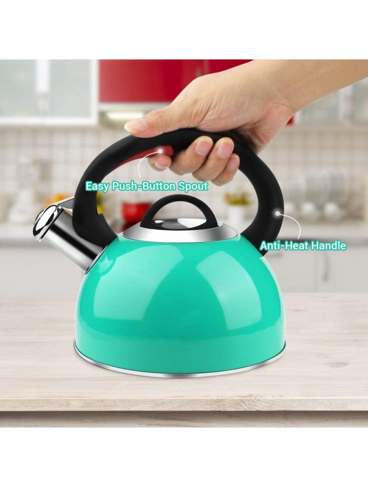 AIDEA Tea Kettle 2 Quart Whistling Stainless Steel Tea Kettle for Stovetop Green… - BB2XLM5F5