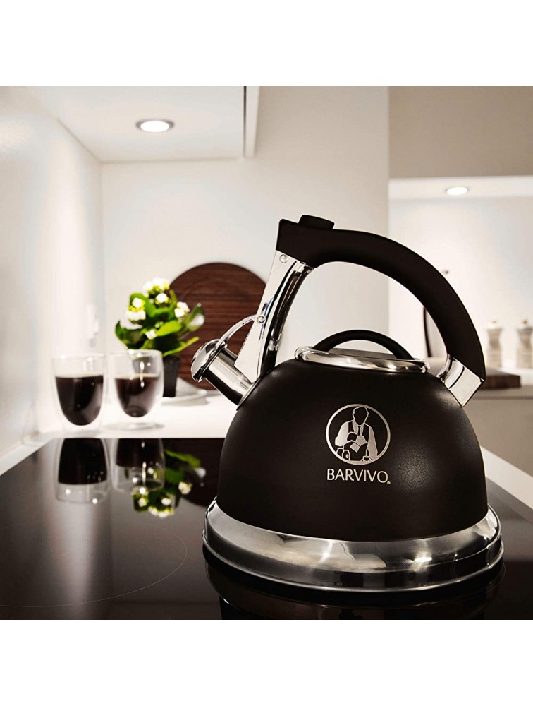 BARVIVO Premium Whistling Tea Kettle Perfect for Preparing Hot Water Fast for Coffee or a Pot of Tea Large 3 Quart Stainless Steel Water Boiler Suitable for any Stovetop Type and all Heat Sources - BS6AG5XKZ