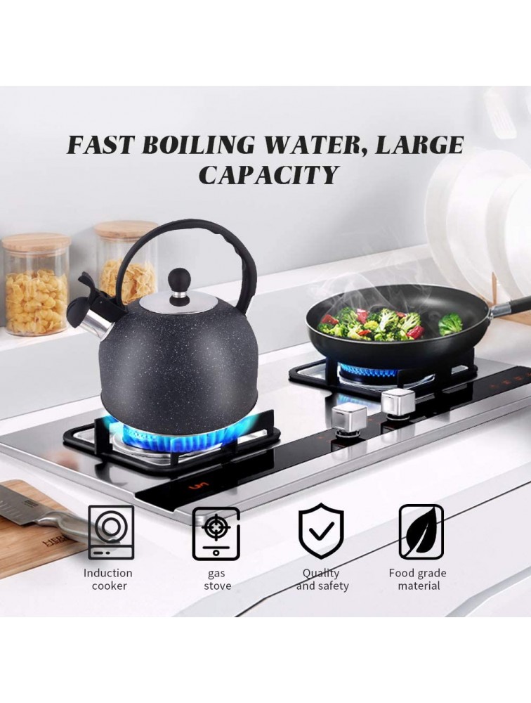 BLBO whistling tea kettle tea kettle for stove top 2.0Quart Food Grade Stainless Steel Teapot with Cool wooden Grip Ergonomic Handle Loud Whistle Black - BJ3YHKWXB