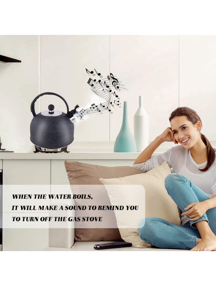 BLBO whistling tea kettle tea kettle for stove top 2.0Quart Food Grade Stainless Steel Teapot with Cool wooden Grip Ergonomic Handle Loud Whistle Black - BJ3YHKWXB
