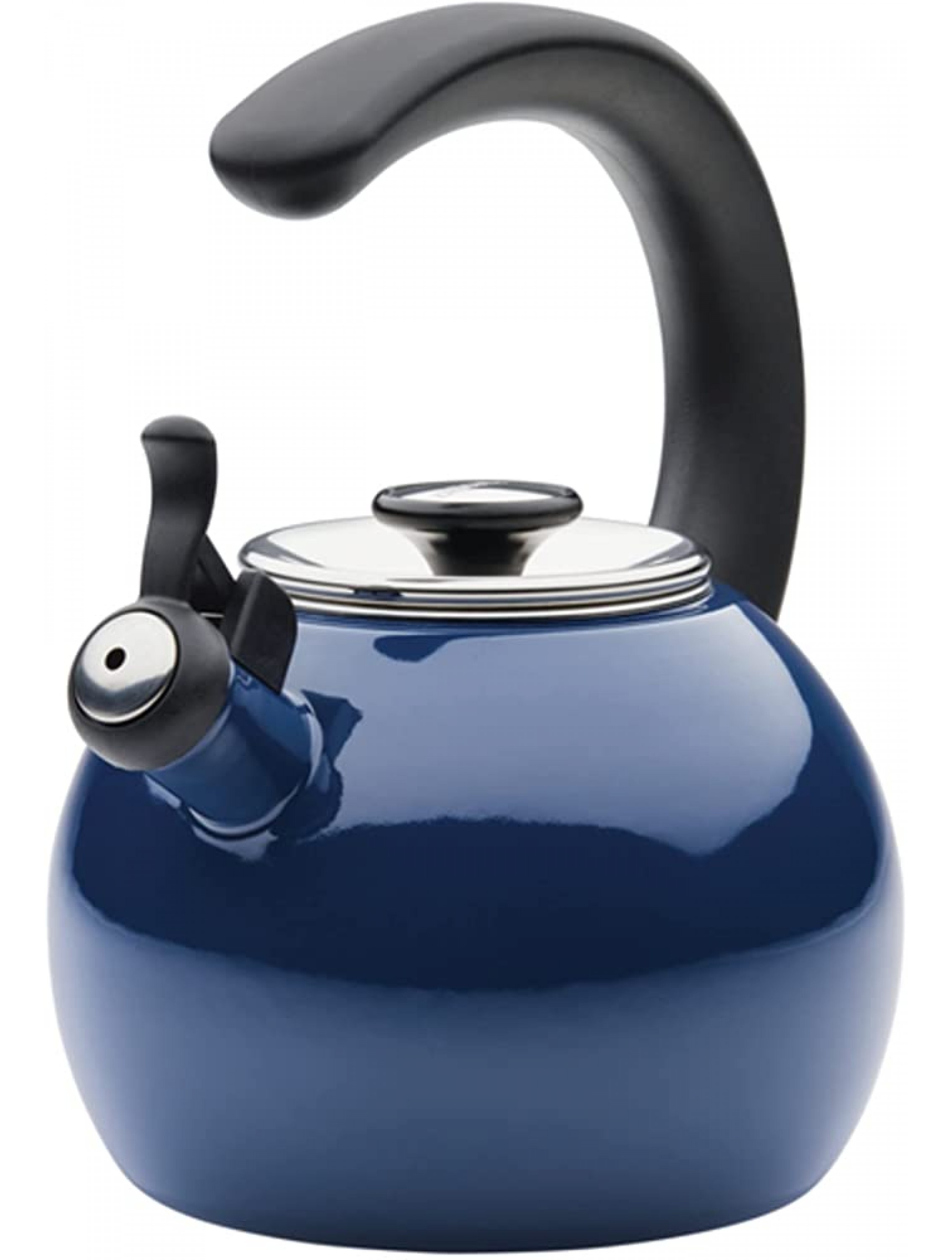Circulon Enamel on Steel Whistling Teakettle Teapot With Flip-Up Spout 2 Quart Navy - BTUNY3H2U