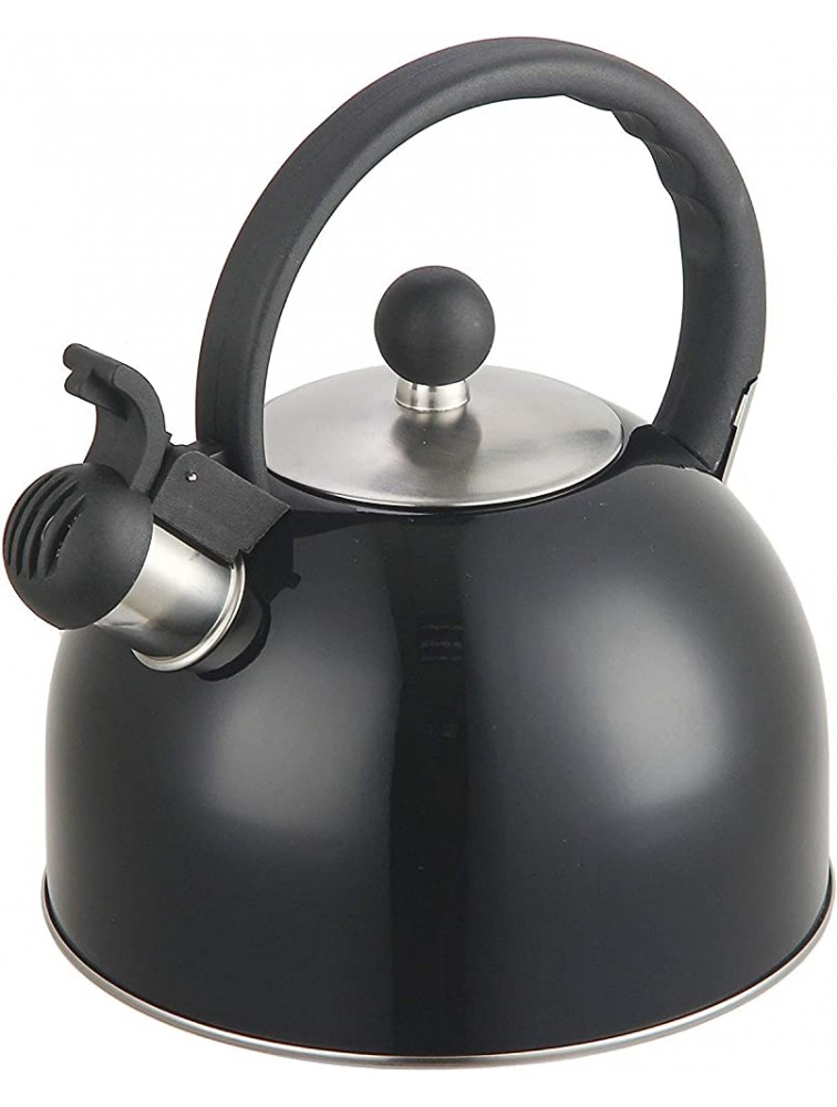 DFL 2 Liter Stainless Steel Whistling Tea Kettle Modern Stainless Steel Whistling Tea Pot for Stovetop with Cool Grip Ergonomic Handle 2L Black - B9XJC4KBU