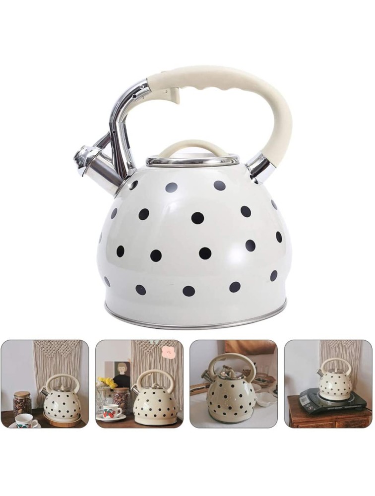 DOITOOL Stove Top Whistling Tea Kettle Stainless Steel Teapot with Cool Touch Ergonomic Handle 3. 5L Polka Dot Style - B6Z5GLHEL