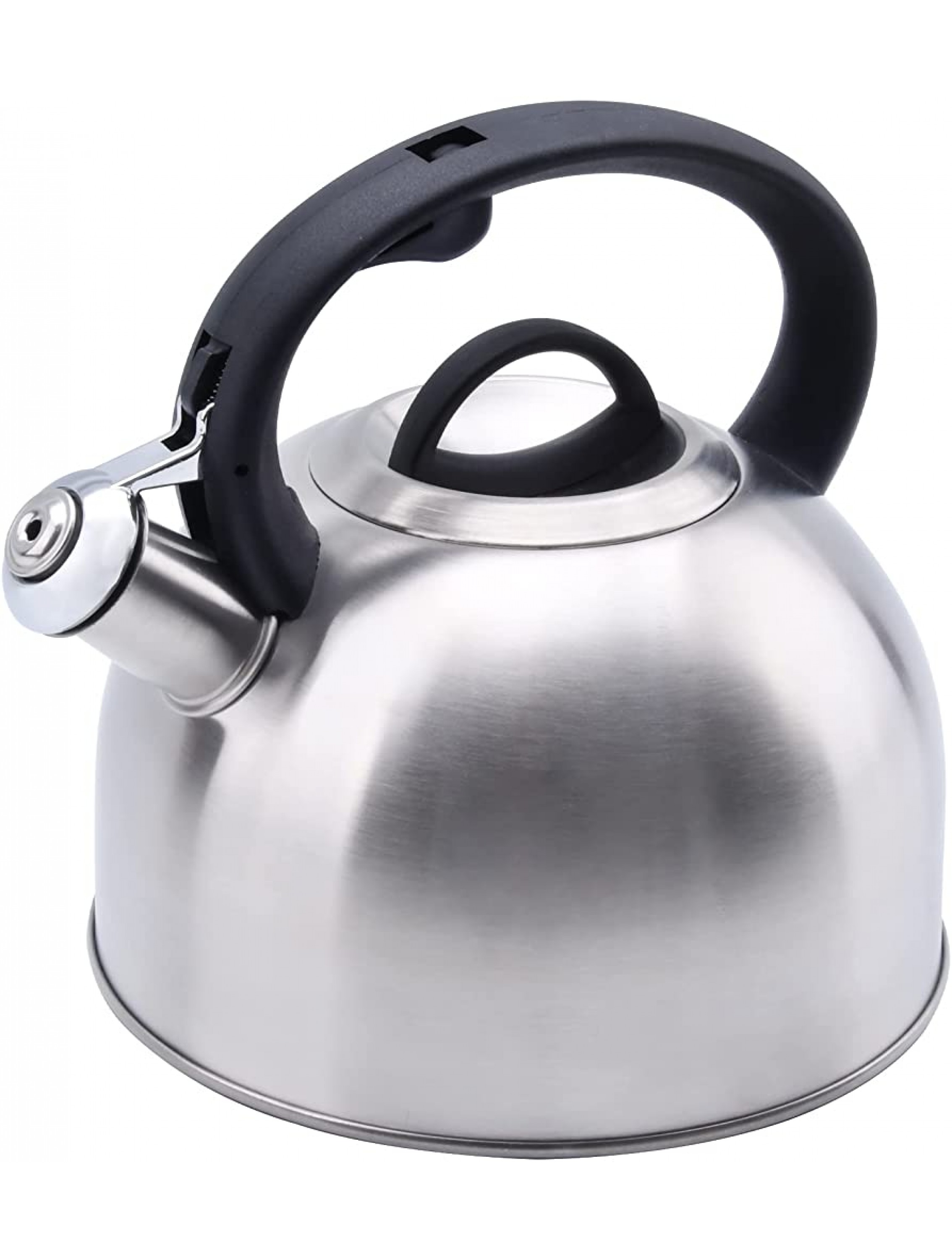 Foedo Whistling Stovetop Tea Kettle 3.2 Quart Stainless Steel Teapot Hot Water Fast to Boil Cool Touch Silicone Handle One-Touch Open and Close Button Polished Silver,3.2 Quart 3 Liter - BPN8BOMWS