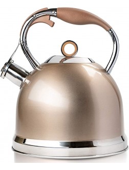 HIHUOS Tea Kettle for Stovetop 3 Quart Loud Whistling Teapot with Cool Grip Ergonomic Handle Food Grade Stainless Steel Teakettle for Tea Coffee Orange - BQWW7NX4O