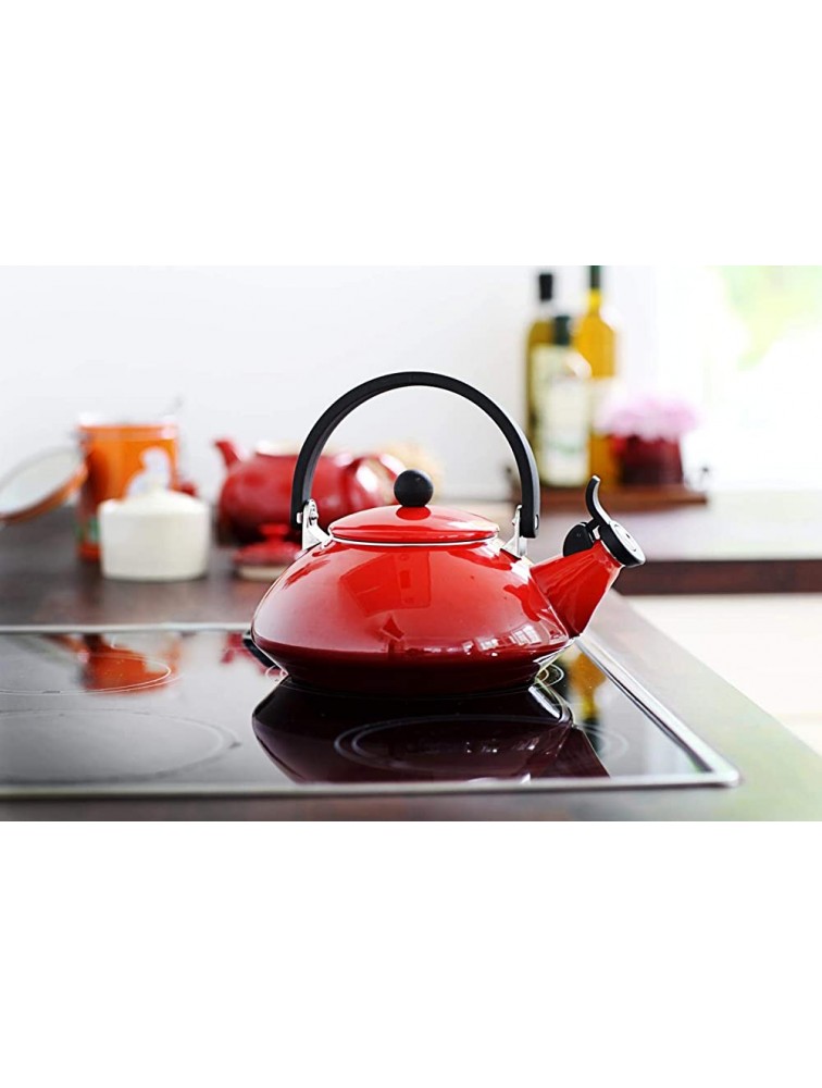 Le Creuset Enamel On Steel Zen Tea Kettle 1.6 qt. Cerise - B1AHIT9HX