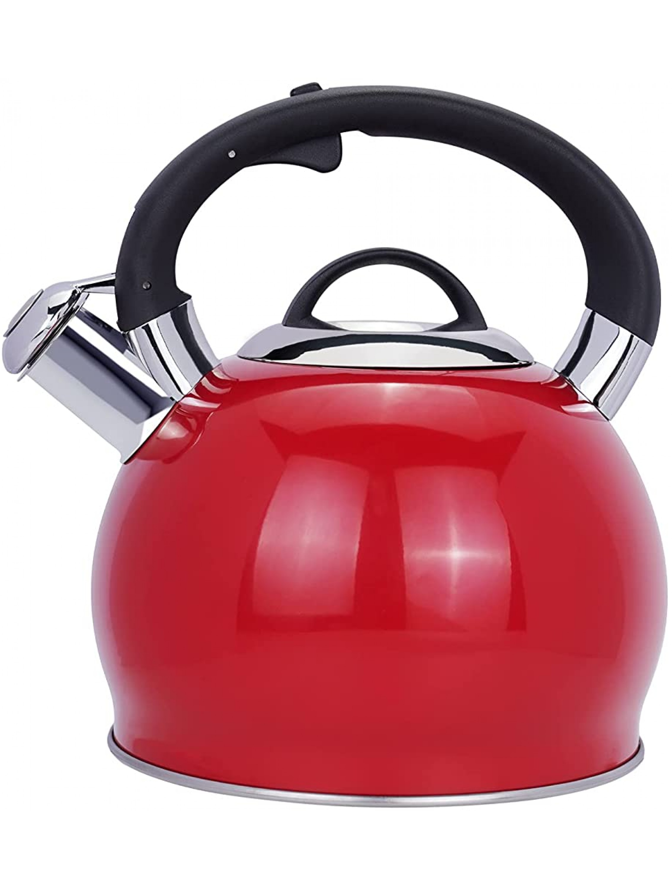 Masio 2.4 Quart Red Whistling Tea Kettle for Stove Top Food Grade Stainless Steel - B9SRAWBU2
