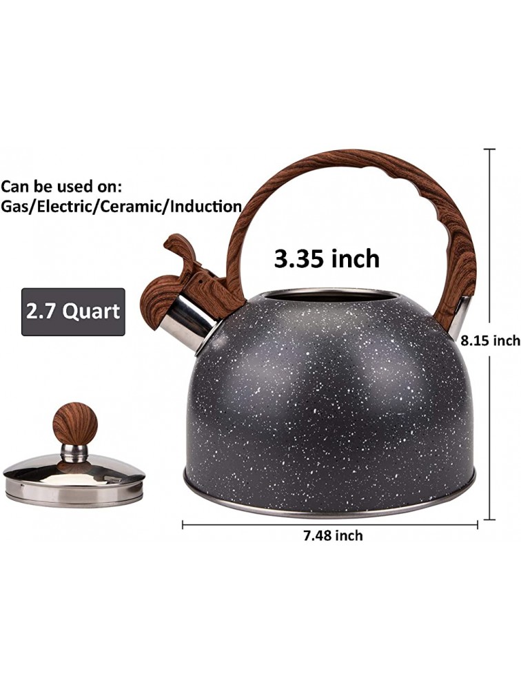 Nicunom Tea Kettle 2.7 Quart Whistling Teapot for Stovetop Food Grade Stainless Steel Tea Pot Loud Whistling Tea Kettle with Wood Handle- Perfect for Preparing Hot Water Fast for Coffee Tea - BCD82ZYZV