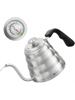 Pour Over Coffee Kettle with Thermometer for Exact Temperature 40 fl oz Premium Stainless Steel Gooseneck Tea Kettle for Drip Coffee French Press and Tea Works on Stove and Any Heat Source - BAEPK12VB