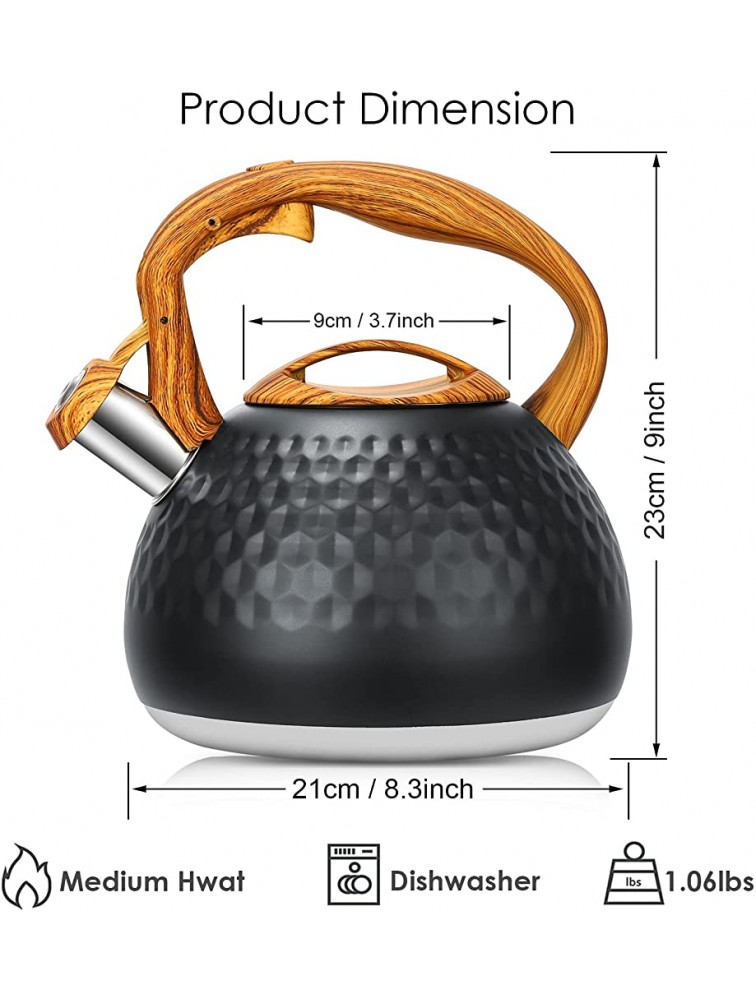Stovetop Tea Kettle- Whistling Teapot Tea kettle for Stove Top Stainless Steel Tea Pot With Wood Pattern Handle Loud Whistle Tea kettles Water Kettle Boiling Heat Water Tea Pot 2.5L - BGMA5YZ7I