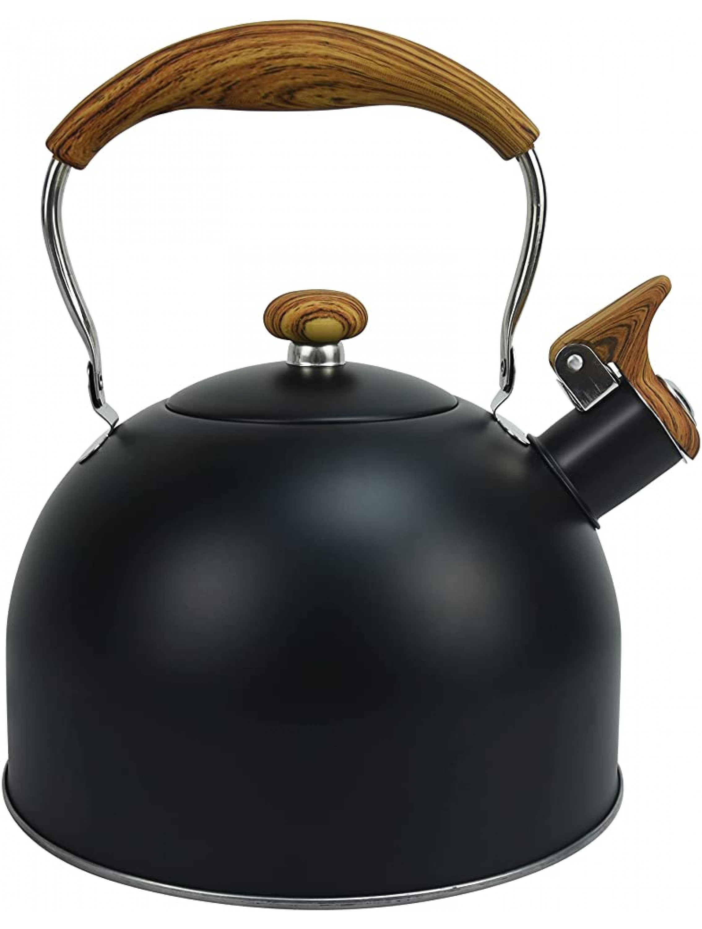 Tottshak Tea kettle 2.5 Quart automatic Whistling Teapot Stainless Steel Tea Pot with Pattern Handle Anti-Hot Handle and Anti-slip Suitable for All Heat SourcesBlack - BR84CCCD5