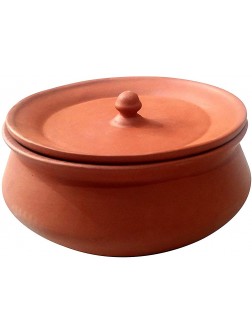 Export Quality Terracotta Clay Curd Pots 500 ml Brown Handi with Lid Biryani Handi Dahi Handi Earthenware Induction Bottom 1200ML Pack of 1 - BAH5RING6