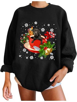 Fall Outfits for Women Long Sleeve Crewneck Sweatshirt Christmas Classic Dog Printed Tops Casual Loose Pullover Blouse - BC87TWSB3