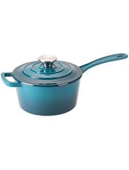 Hamilton Beach 2 Quart Enameled Cast Iron Covered Sauce Pan Cooking Pot with Stainless Steel Knob and Lid for Frying Roasting Baking and More Blue - B674M2DZS
