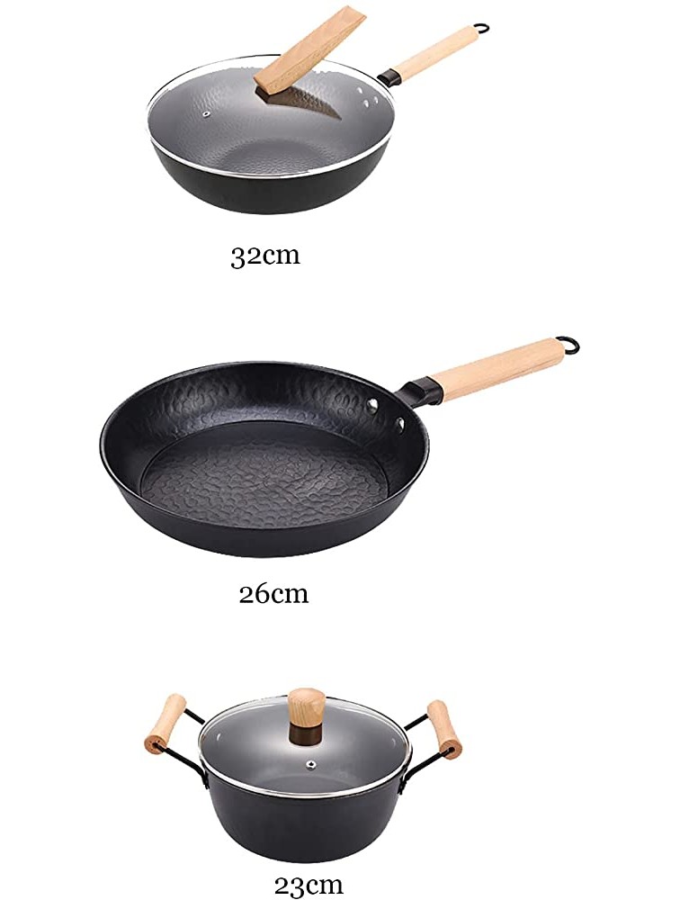 Kitchen Non-Stick Pan Set with Diversion Port Design Visible Pot Lid Anti-Scald Hanging Handle for Home Cooking or Gifts - B1OVLEKKQ