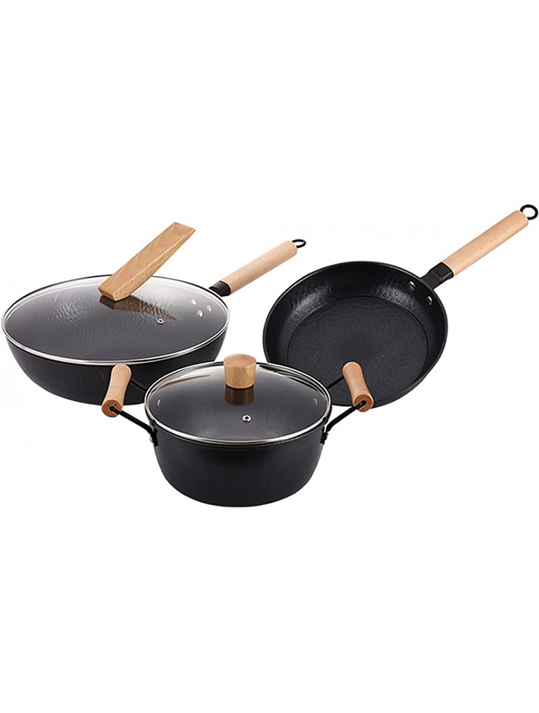 Kitchen Non-Stick Pan Set with Diversion Port Design Visible Pot Lid Anti-Scald Hanging Handle for Home Cooking or Gifts - B1OVLEKKQ
