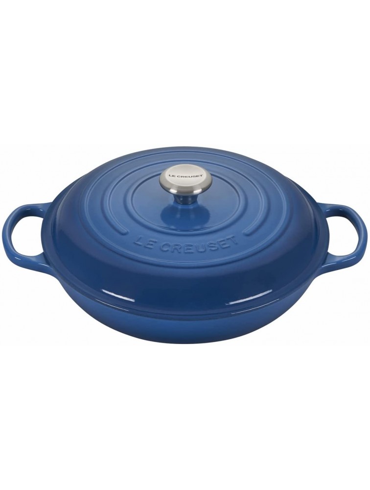 Le Creuset 3 3 4 Qt. Signature Braiser w Engraved Personalized Stainless Steel Knob Marseille - B0FVG2G3N