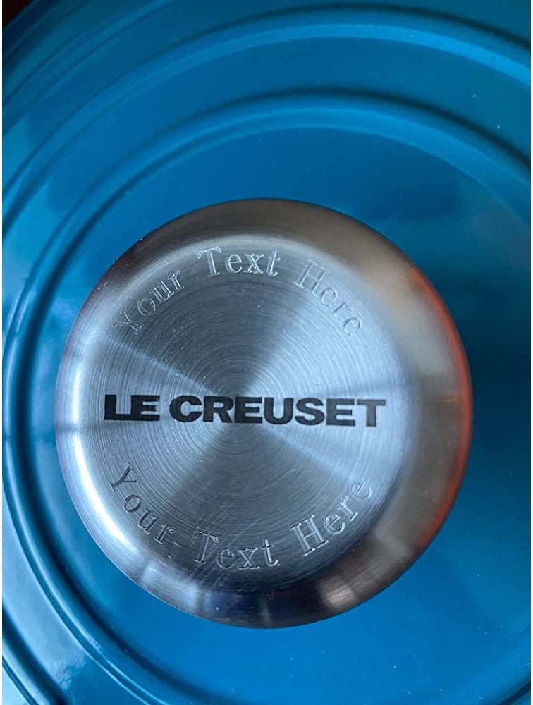 Le Creuset 3 3 4 Qt. Signature Braiser w Engraved Personalized Stainless Steel Knob Caribbean - BYUFGCFII