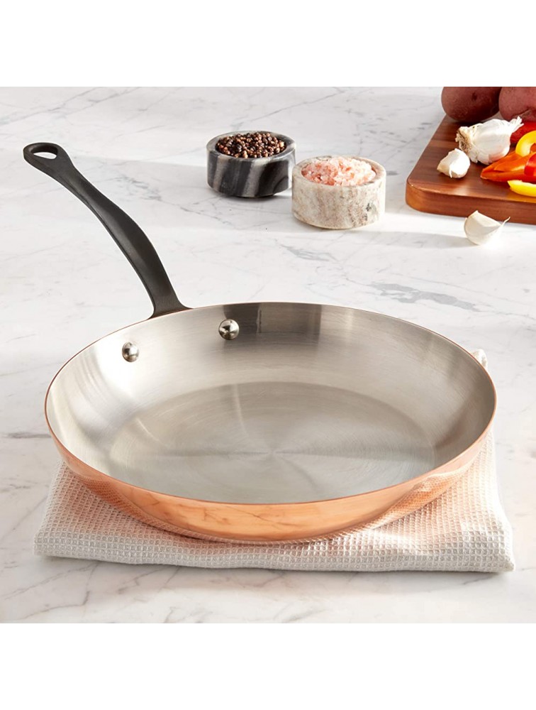 Mauviel M'Heritage M150C Copper Frying Pan 10.2 26cm with Cast Stainless Steel Iron Eletroplated Handle - B7QEENHSK