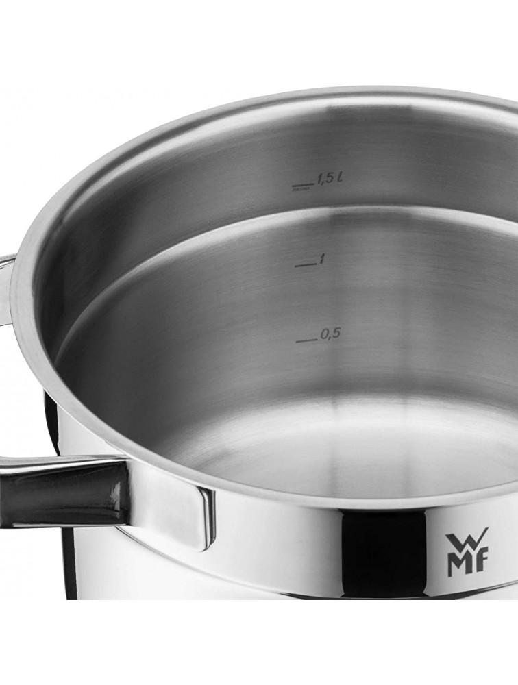 WMF Compact Cuisine Cooking Pot 20 cm Glass Lid Stewing Pot 2.5 Litres Polished Cromargan Stainless Steel Inner Scale Stackable Induction Pot Uncoated - BGU9MKUHR