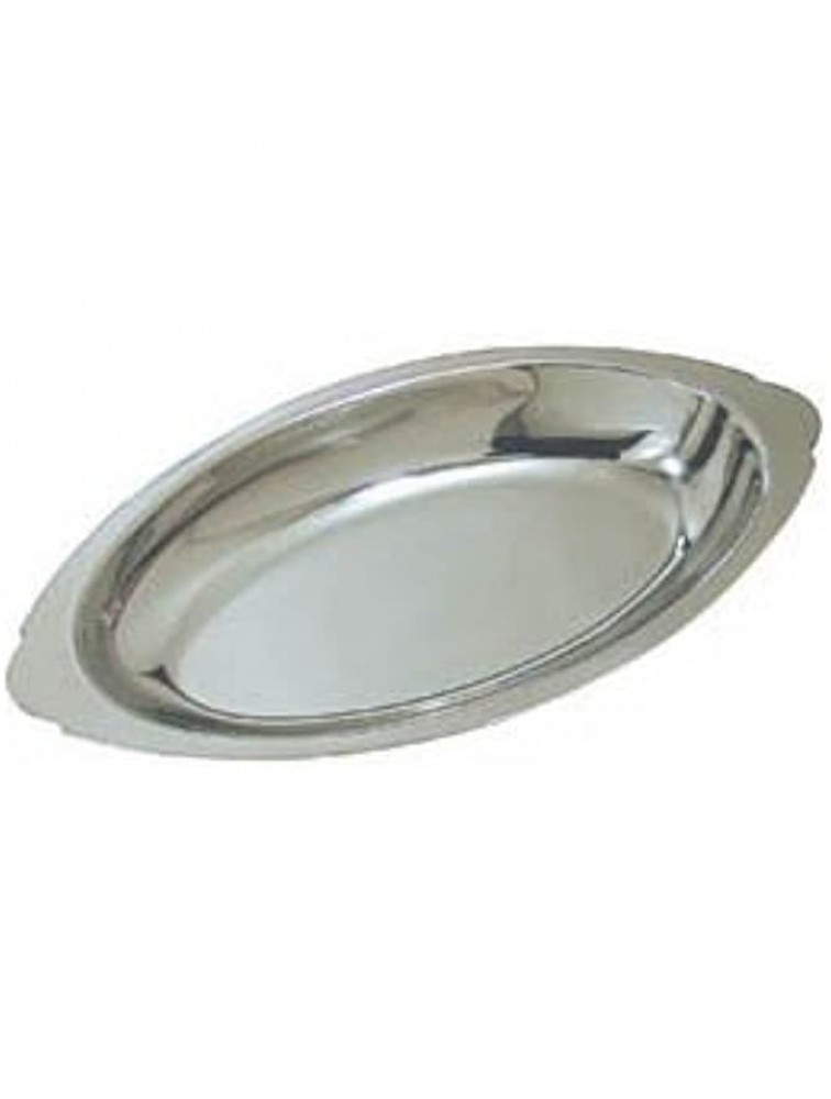 8 oz. Ounce Stainless Steel Oval Au Gratin Serving Dish Pan Platter Set of 2 - B9HX0WHAC
