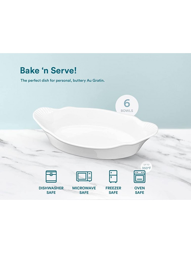 Au Gratin Dish by KooK Fine Ceramic Make Oven Safe Bakeware White 9 in 18oz Set of 6 - B1OWR3QH7
