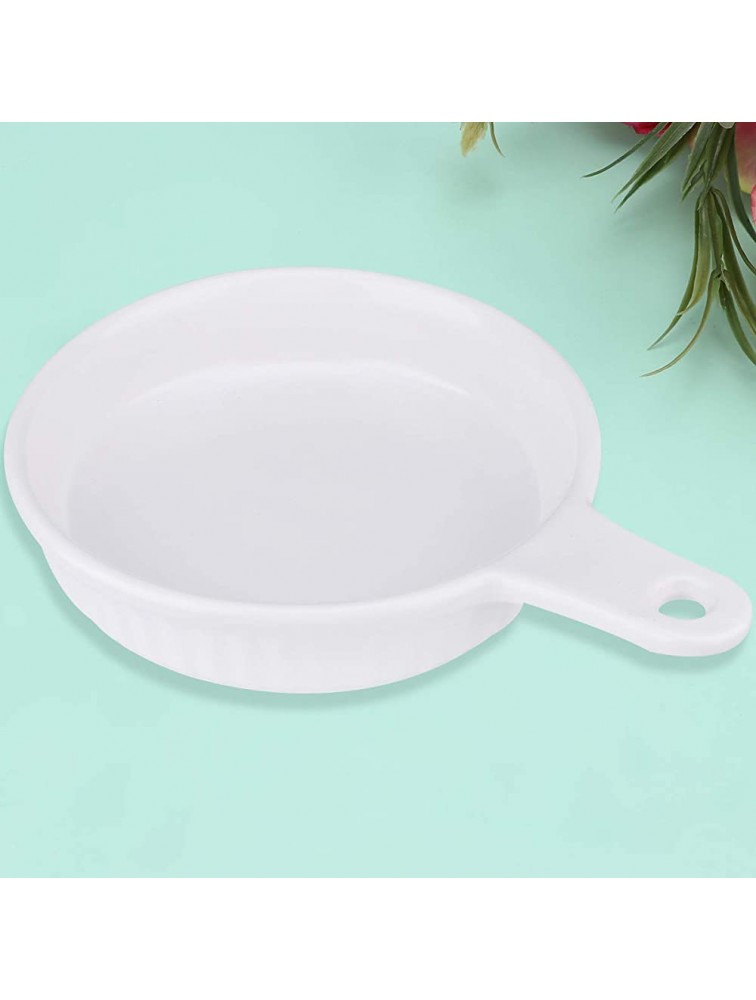DOITOOL1Pc Ceramic Tableware Round Baking Pan Delicate Ovenware with Single Handle Food Container for Home Kitchen Restaurant White - BC5HN8BKN