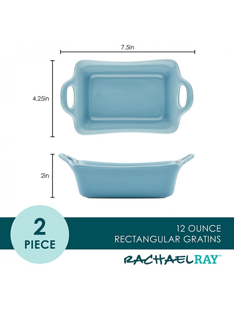 Rachael Ray Ceramics Au Gratin Set Rectangular Two 12-ounce Agave Blue - BZJL2XUJP