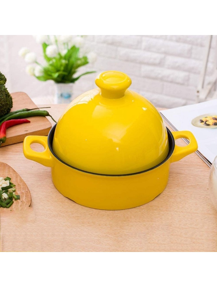 Chinese pottery -Cooker Pot 1.3L Cast iron pot Slow Cooker|smokeless Tagine Cooking Pot with Lids for Home Kitchen|for Cooking Healthy Food Color : Yellow - BALCAWILY
