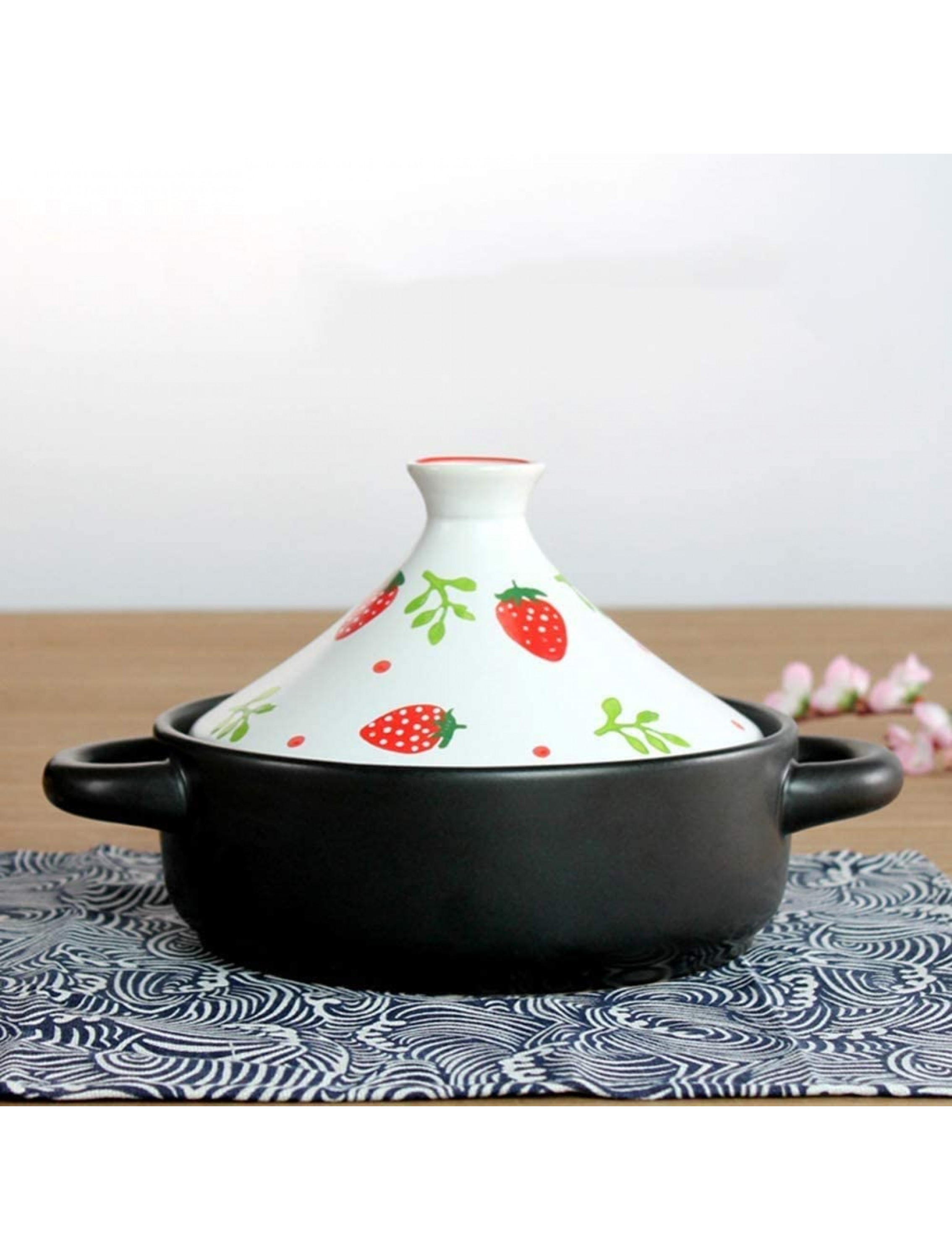 Chinese pottery -Cooker Pot 20cm Tagine Pot with Handle|High Temperature Resistance Ceramic Pot|Hand-Made Slow Cooker|for Most Open Flame Cookware Color : White 2 - BRIWEEZPS