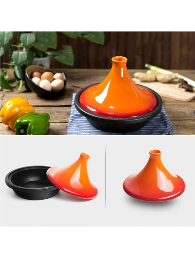 Chinese pottery -Cooker Pot Cast Iron Tagine Pot|Slow Cooker with Ceramic Lid|Suitable for use with ovens gas & electric hobs microwaves Color : Orange - BACPX5Q4A