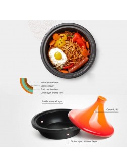 Chinese pottery -Cooker Pot Cast Iron Tagine Pot|Slow Cooker with Ceramic Lid|Suitable for use with ovens gas & electric hobs microwaves Color : Orange - BACPX5Q4A