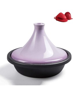 Chinese pottery -Cooker Pot Enameled Cast Iron Tangine with Lid|Home 27Cm Cast Iron Pot for Different Cooking Styles and Temperature Settings Color : Purple - BI8W7YSMB