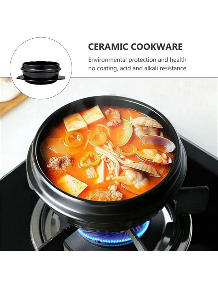 Korean Earthenware Clay Hot Pot Cooking Stone Bowl Casserole with Tray Sizzling Pot for Bibimbap and Soup-800ML - BYOLNLR77