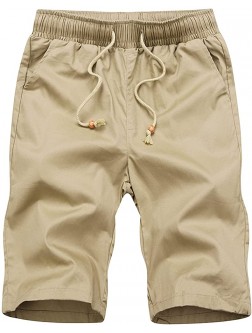 Men's Elastic Waist Casual Shorts Drawstring Summer Beach Shorts With Pockets Outdoor Classic Slim Fit Short Pants Khaki,Large - BKWVK6VOP