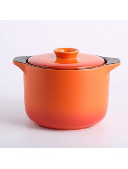 New Chinese high-temperature ceramic double cover microcampar coab cooker soup boiled porridge ceramic home gas stew pot stone pot-2.8 liter double cover orange - B0AD0NTLP