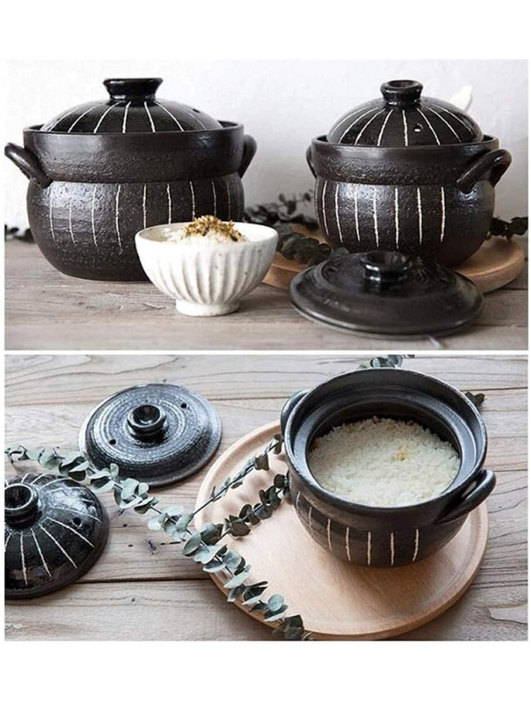 Z-COLOR Household Soup Casserole Clay Rice Cooker,Earthenware Rice Pot,Stockpot,Heat Resistant Ceramic Casserole,Round Stove Stew Pot Black Size : 2.2L - BIK8A9S8F