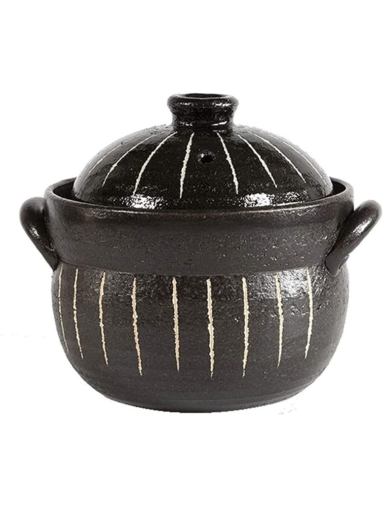 Z-COLOR Household Soup Casserole Clay Rice Cooker,Earthenware Rice Pot,Stockpot,Heat Resistant Ceramic Casserole,Round Stove Stew Pot Black Size : 2.2L - BIK8A9S8F
