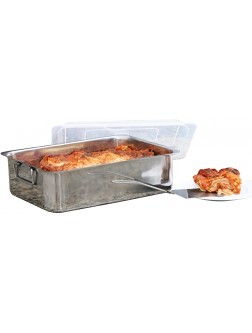 4 Piece Cover & Spatula Stainless Steel Lasagna Roaster Serving Pan 14 Inch - BX18HL3LE