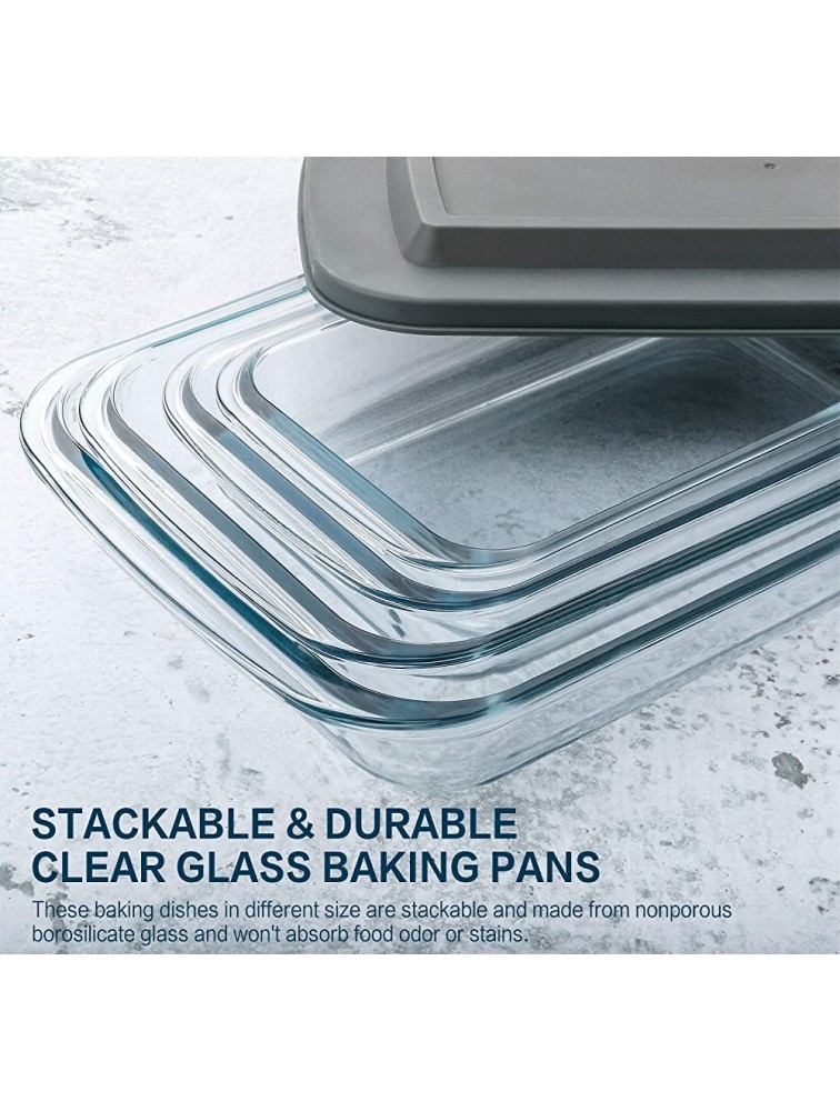 8-Piece Deep Glass Baking Dish Set with Plastic lids,Rectangular Glass Bakeware Set with BPA Free Lids Baking Pans for Lasagna Leftovers Cooking Kitchen Freezer-to-Oven and Dishwasher Gray - BR4S4MBV3