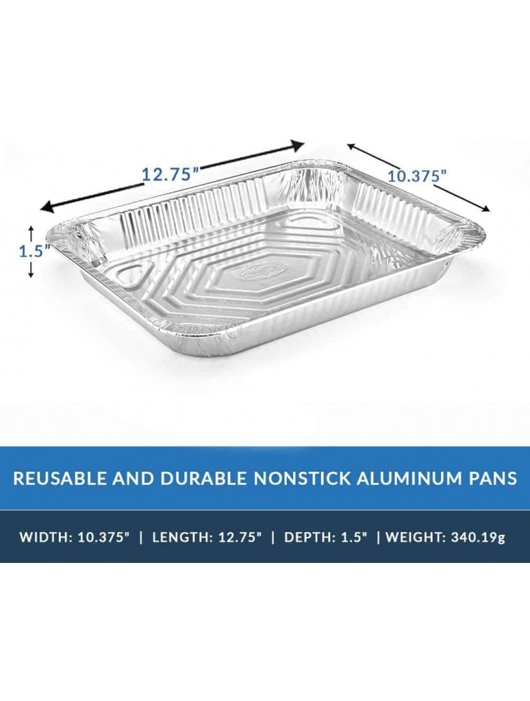 Aluminum Half Size Shallow Pan | 12.75 x 10.375 Cookware Perfect for Cakes Bread Lasagna or Lunchbox 500 - BWXW0PXW2