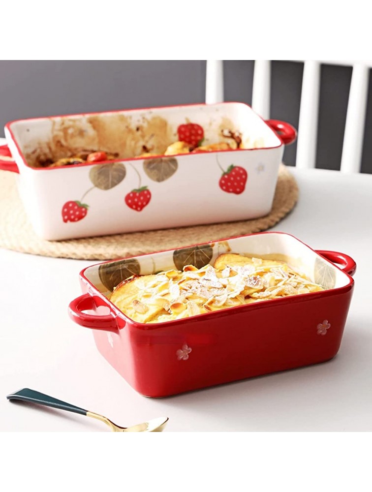 Bakeware Ceramic Baking Dish Roasting Lasagna Pan Rectangular Bakeware with Handle Oven Kitchen Tool Dinner Plates Baking Pan Color : D - BEYN9VM9B
