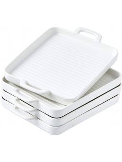 Bruntmor 8.5" x 7 Set Of 4 Porcelain Matte Oven to Table Bakeware Dinner Plates for Oven Roasting Lasagna Pan with Handle Square Dish White - BW1BRT5YK