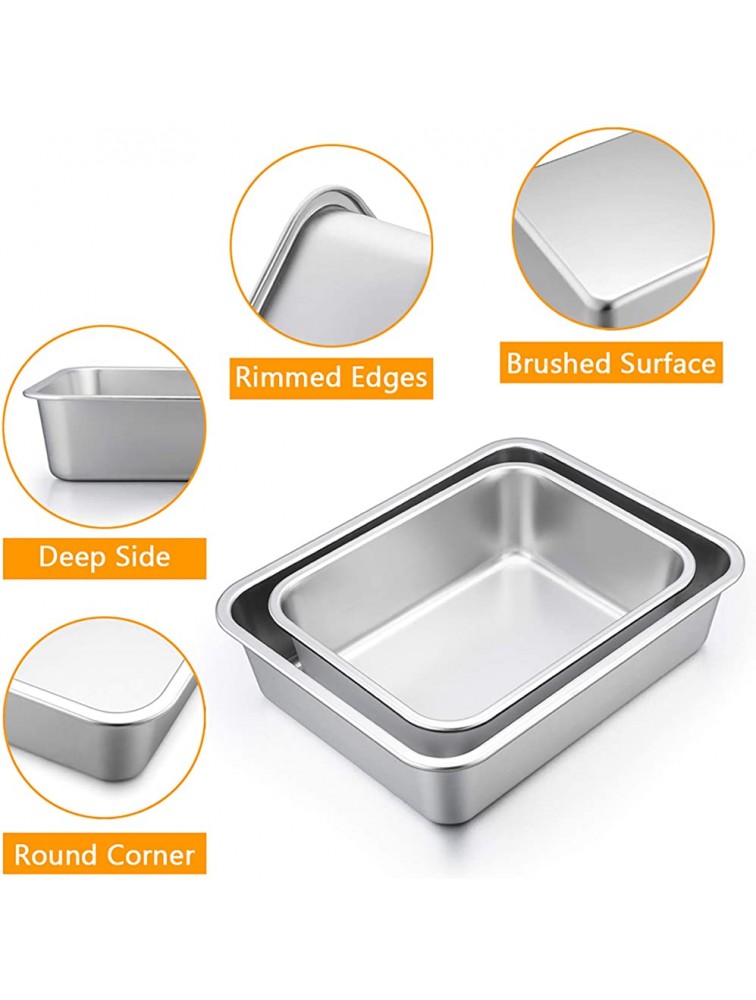 Deep Lasagna Pan Set 12.7’’ & 10.7’’ P&P CHEF Stainless Steel Rectangular Baking Pan for Brownie Cake Meat Non-Toxic & Heavy Duty Deep Side & Rolled Rim Brushed Surface & Dishwasher Safe - B5OMEUQOQ
