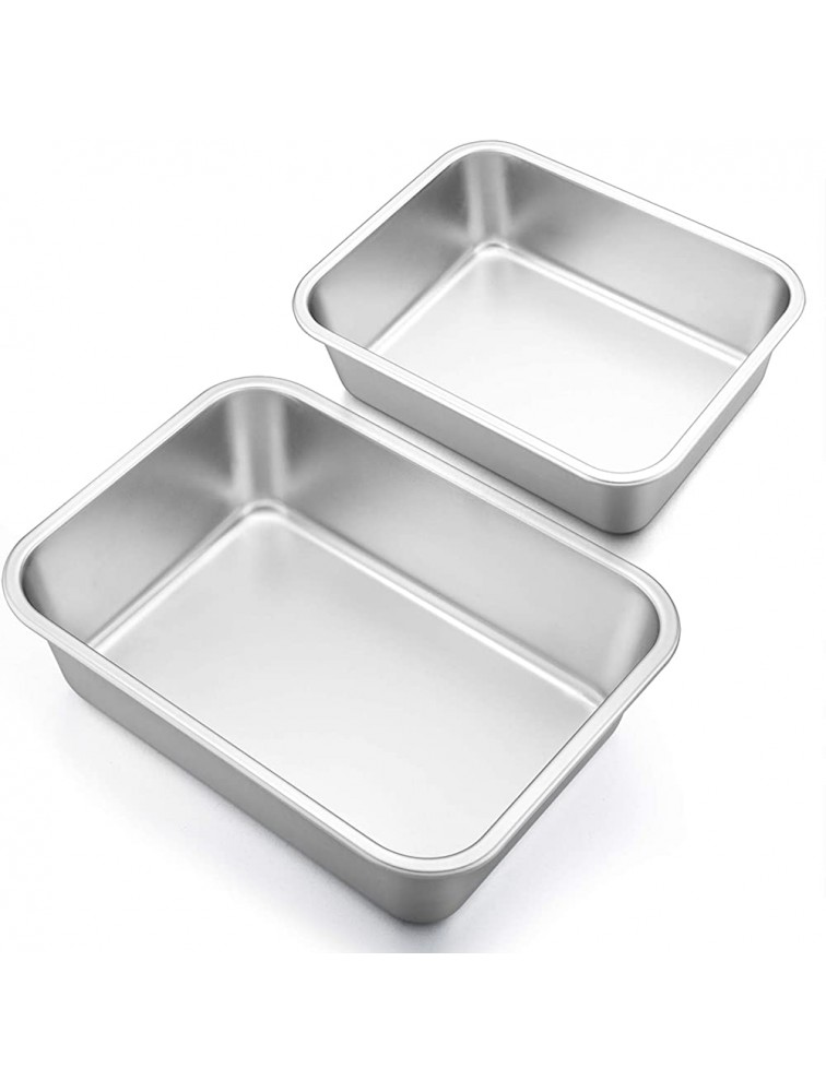 Deep Lasagna Pan Set 12.7’’ & 10.7’’ P&P CHEF Stainless Steel Rectangular Baking Pan for Brownie Cake Meat Non-Toxic & Heavy Duty Deep Side & Rolled Rim Brushed Surface & Dishwasher Safe - B5OMEUQOQ