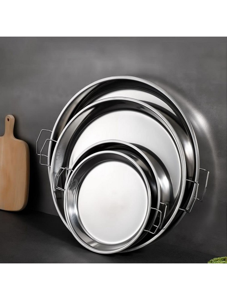 MAOXI Steel Double Handle Storage Pan Pizza Baking Tray Pastry Pan Cake Dish Restaurant Cold Noodle Plates Dishes Steaming Plates26cm - BFPVCEDGN