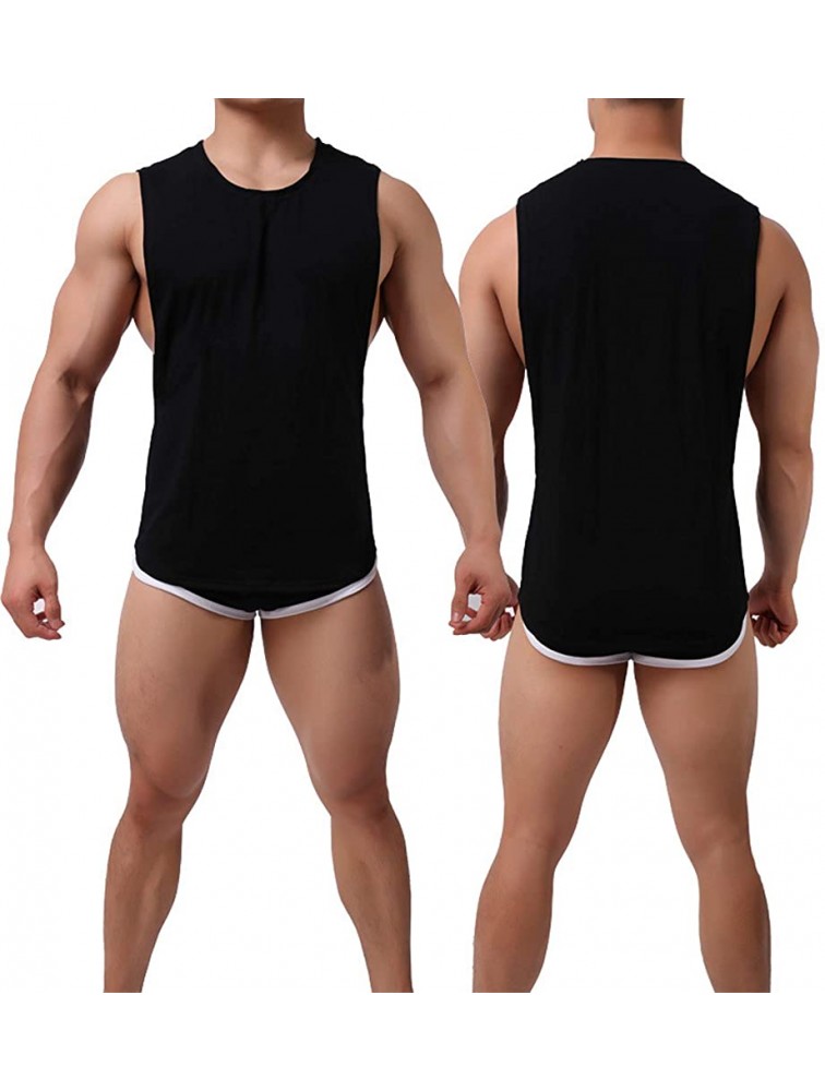 Men's Fitness Gym Tank Top Bodybuilding Sleeveless Muscle Shirt With Large Cuffs Sexy Undershirt Top Vest - BN6YHPAFO