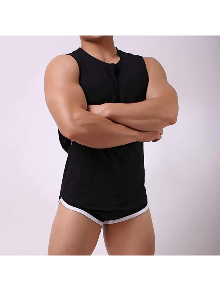 Men's Fitness Gym Tank Top Bodybuilding Sleeveless Muscle Shirt With Large Cuffs Sexy Undershirt Top Vest - BN6YHPAFO